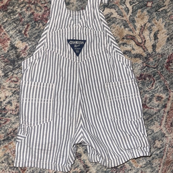 OshKosh B'gosh Kids Overalls in Gray and White Stripes - Picture 2 of 2